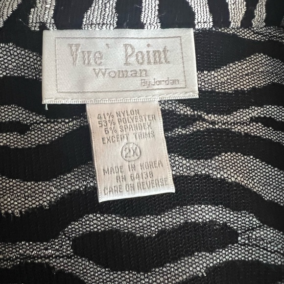 Vue Point Women’s Zebra Button Up Top Size 2X Long Sleeve - Picture 4 of 4